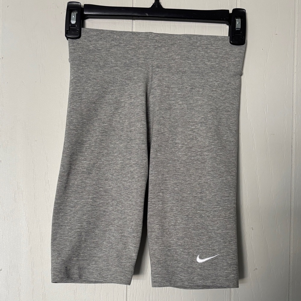 Nike Gray Girls' Athletic Bike Shorts with White Swoosh